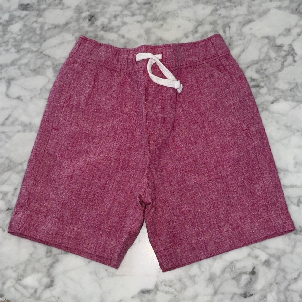 Janie & Jack Pink Linen Shorts with White Accents